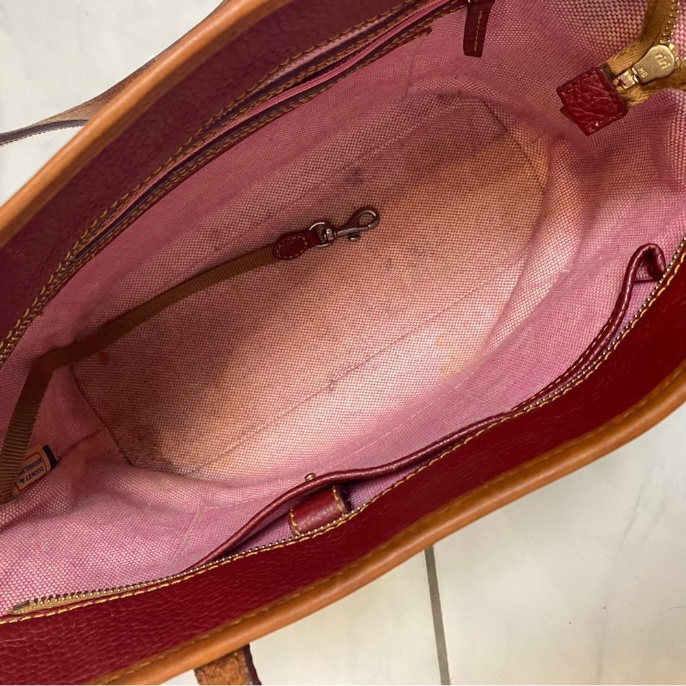 Dooney & Bourke Charleston shopper vintage 90s red pebbled leather tote bag - Picture 5 of 8